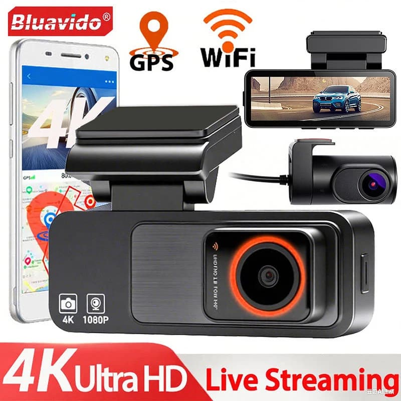 4K+1080P Dual Dash Cam WiFi GPS Front and Rear